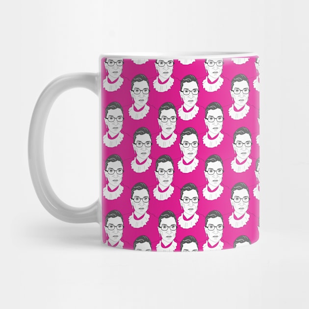 Ruth Bader Ginsburg Pattern Hot Pink by FemCards